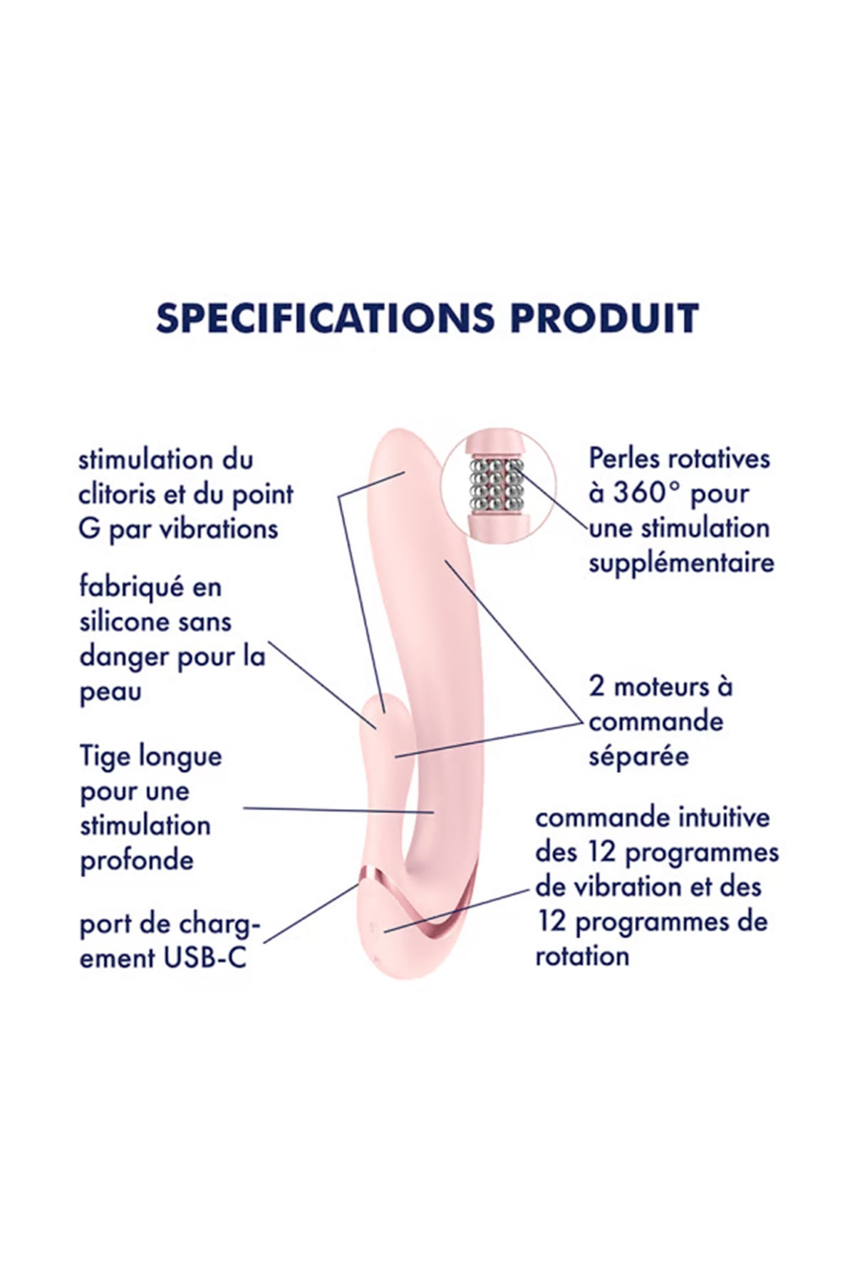 Satisfyer Pearl Bunny 3 - Sextoy rabbit à perles rotatives