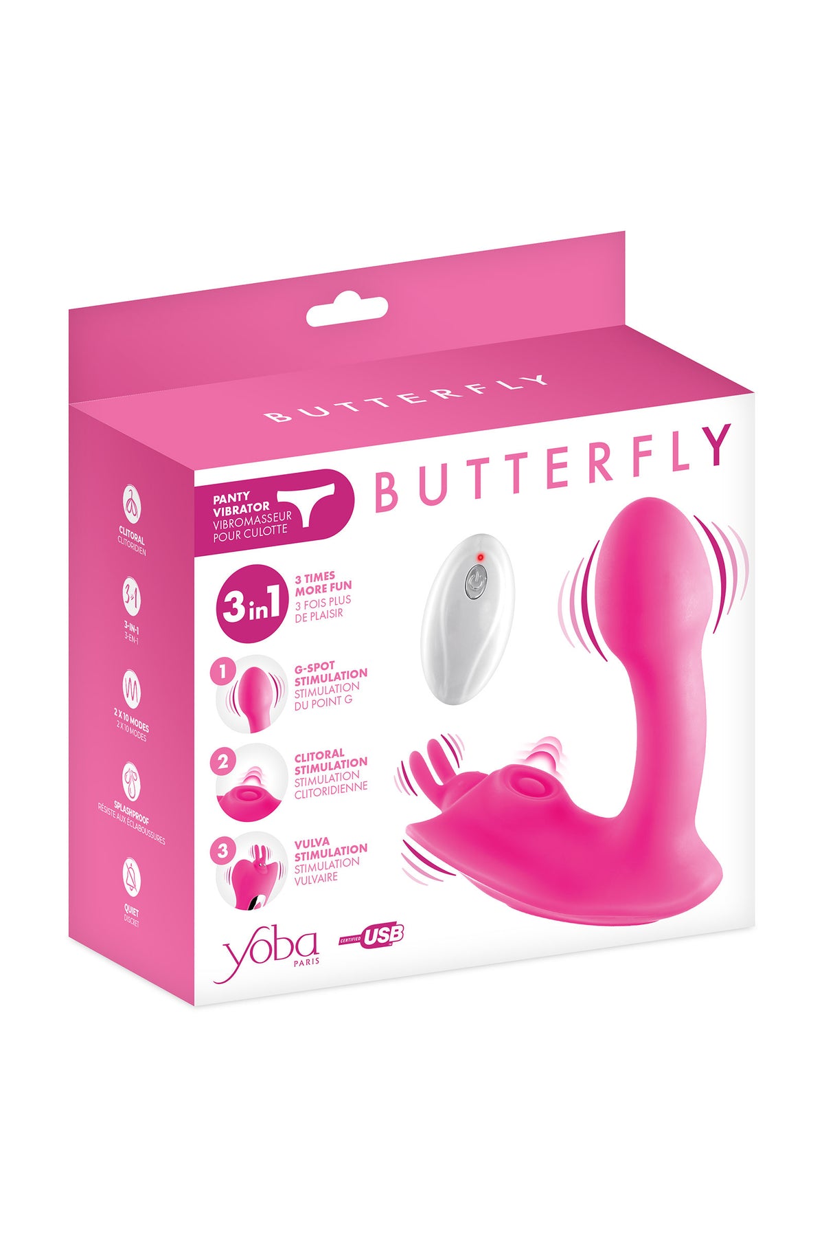 Yoba Butterfly — Vibromasseur 3-en-1 pour culotte