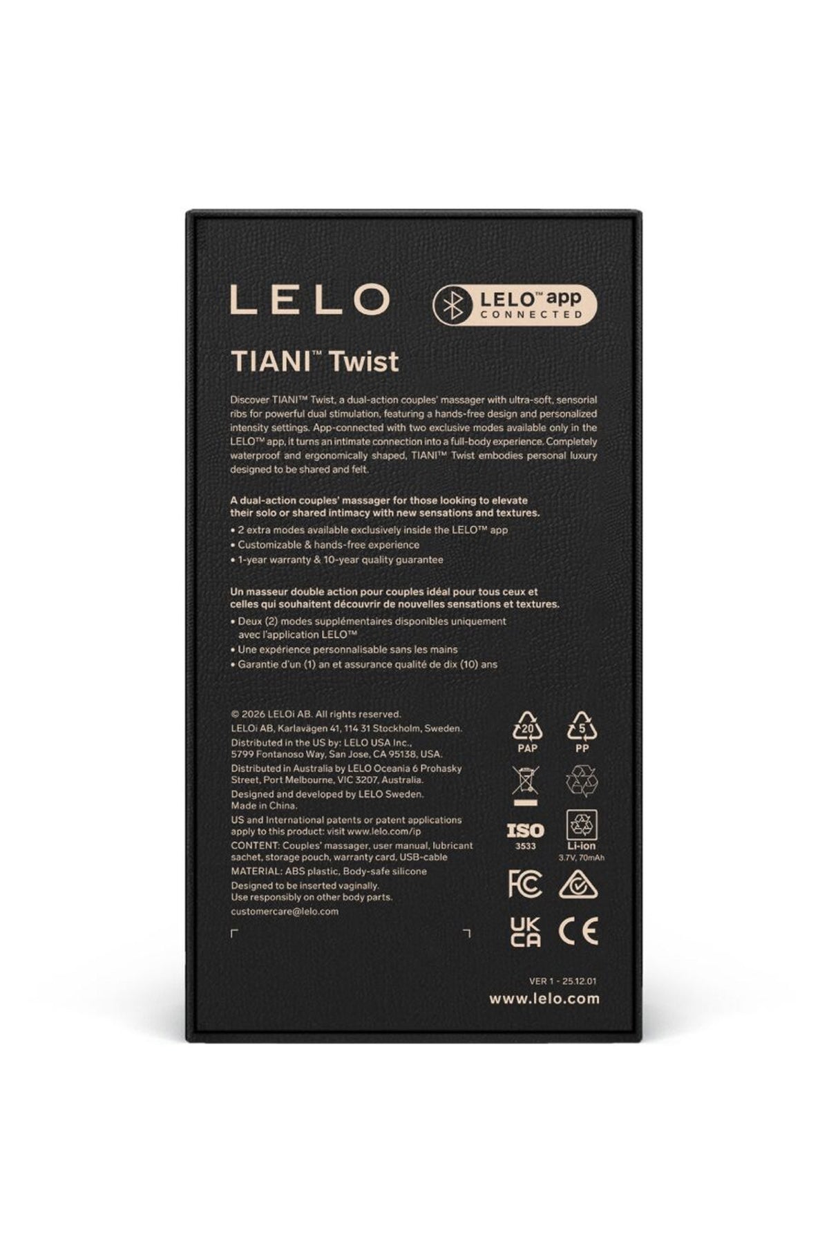 LELO Tiani Twist - Vibromasseur de couple connecté